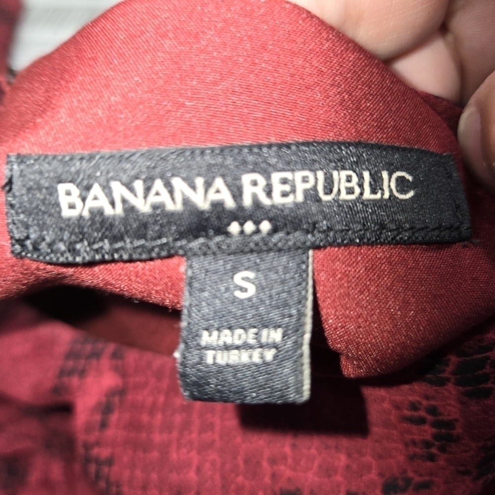 Banana republic factory dress women's size small burgundy red snake print smock - Picture 13 of 14